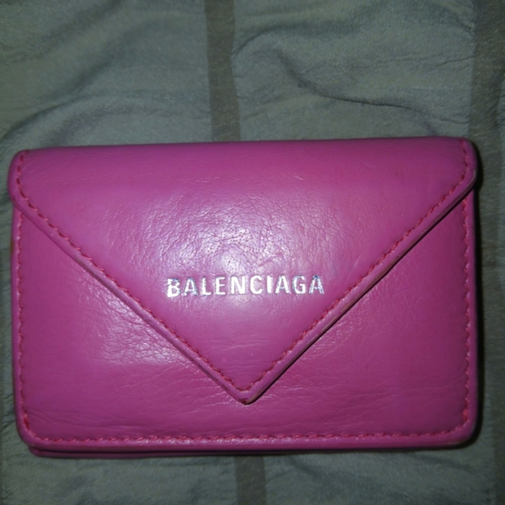 Balenciaga Vibrant Pink Leather Wallet